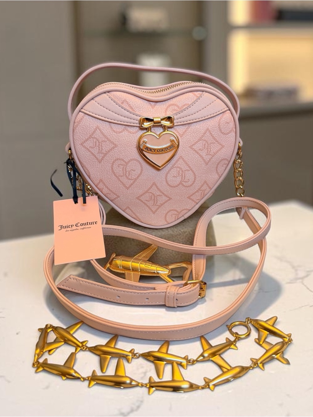 Juicy Couture Heart Crossbody Bag NWT $118 Retail + Bonus Airplane Gifts Added